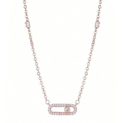 14k Rose Gold Plated Adjustable Dancing Stone Necklace