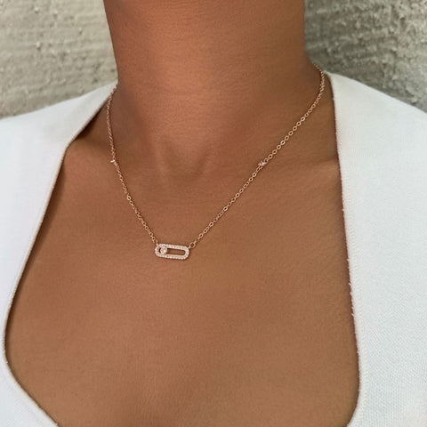 14k Rose Gold Plated Adjustable Dancing Stone Necklace