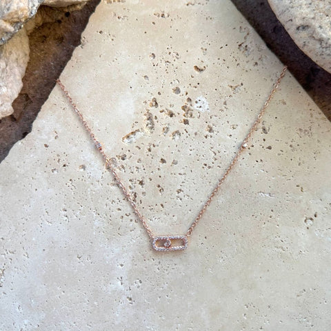 14k Rose Gold Plated Adjustable Dancing Stone Necklace