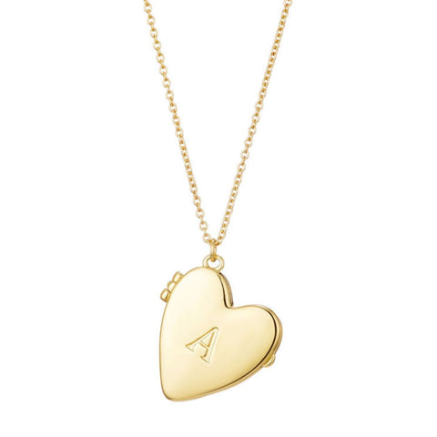 14k Gold Plated Initial Heart Locket Necklace