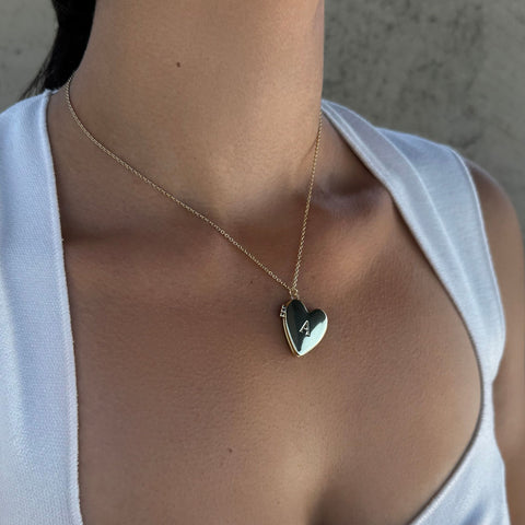 14k Gold Plated Initial Heart Locket Necklace