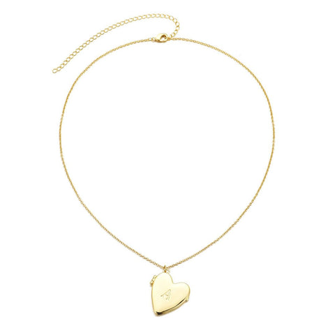 14k Gold Plated Initial Heart Locket Necklace