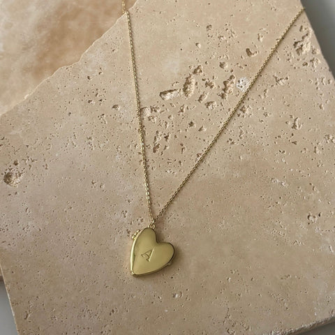 14k Gold Plated Initial Heart Locket Necklace