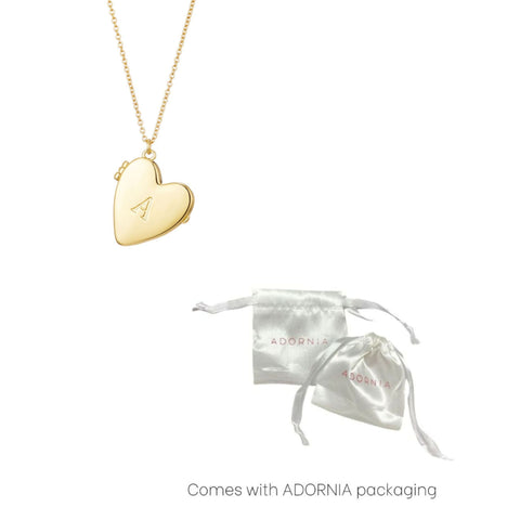 14k Gold Plated Initial Heart Locket Necklace