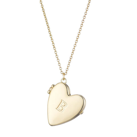 14k Gold Plated Initial Heart Locket Necklace