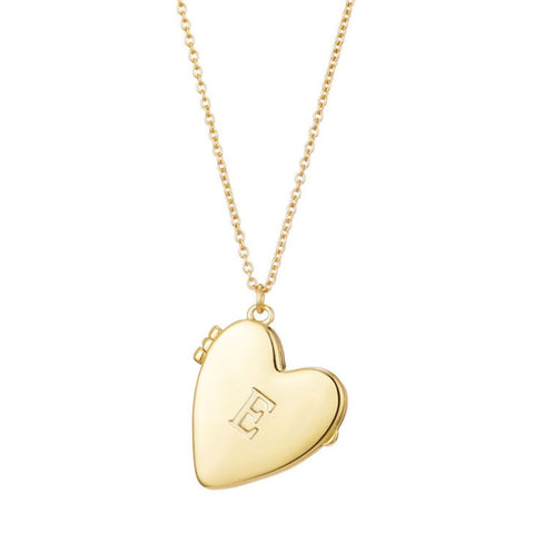 14k Gold Plated Initial Heart Locket Necklace