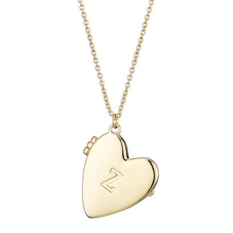 14k Gold Plated Initial Heart Locket Necklace
