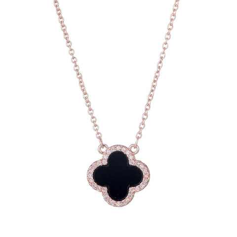 CZ Black Clover Necklace