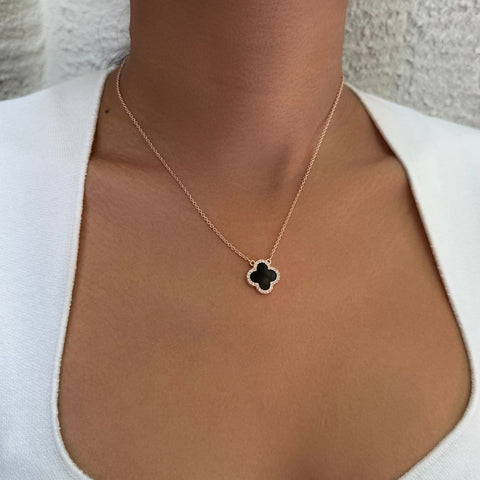 CZ Black Clover Necklace