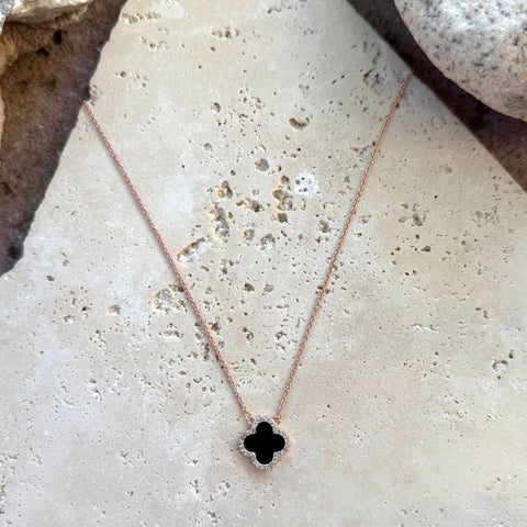 CZ Black Clover Necklace