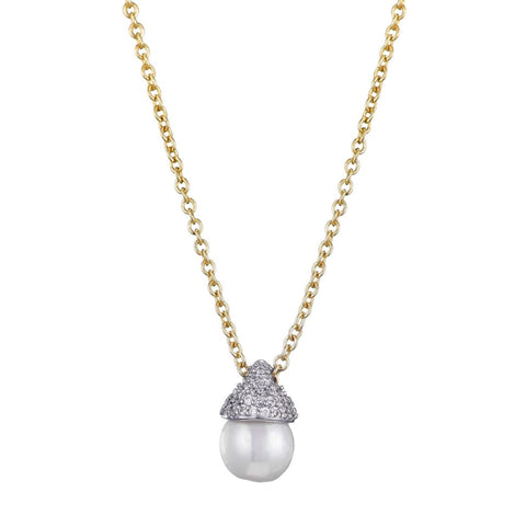 14k Gold Plated Hanging Freshwater Pearl Necklace