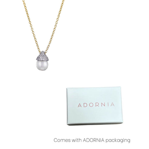 14k Gold Plated Hanging Freshwater Pearl Necklace