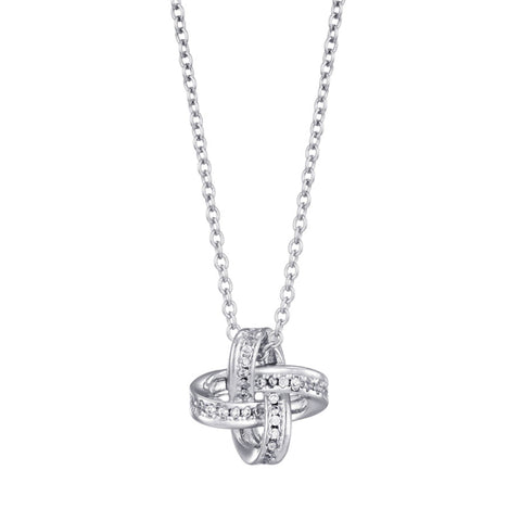 Silver Plated CZ Braided Knot Necklace