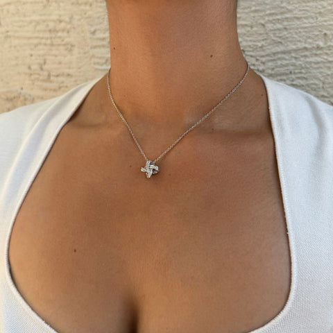Silver Plated CZ Braided Knot Necklace