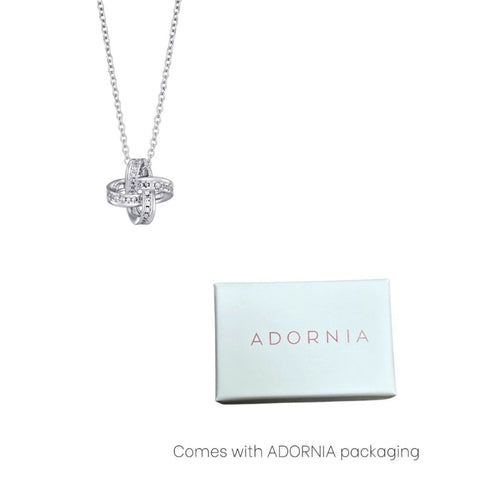 Silver Plated CZ Braided Knot Necklace