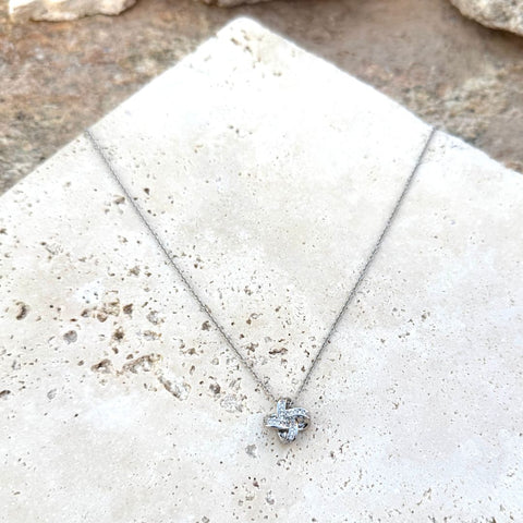Silver Plated CZ Braided Knot Necklace