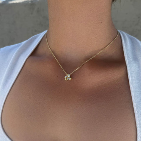 14k Gold Plated CZ Braided Knot Necklace