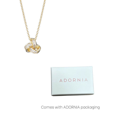 14k Gold Plated CZ Braided Knot Necklace