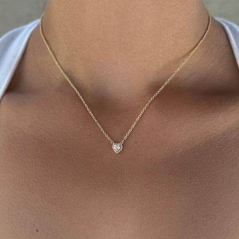 14k Gold Plated CZ Halo Heart Necklace