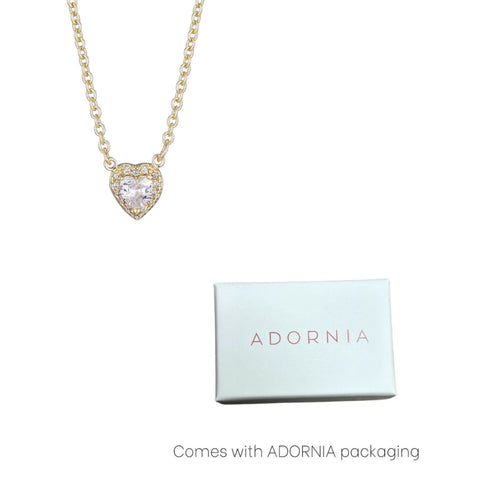 14k Gold Plated CZ Halo Heart Necklace