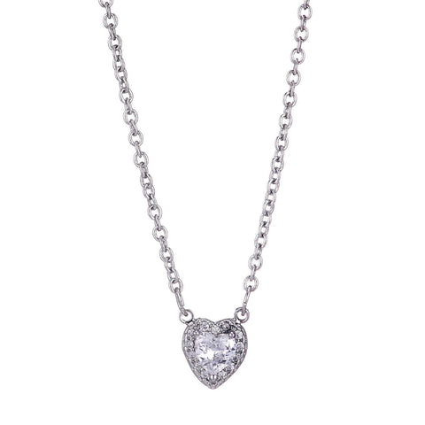 CZ Halo Heart Necklace