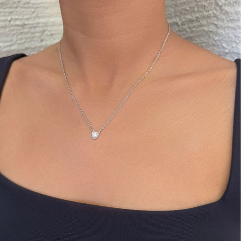 CZ Halo Heart Necklace