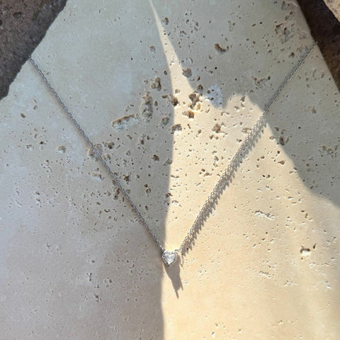 CZ Halo Heart Necklace