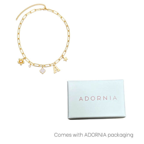 14k Yellow Gold Plated Initial Chunky Charm Necklace