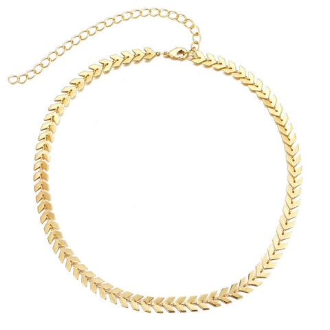 14k Gold Plated Fishtail Chain Adjustable Choker Necklace