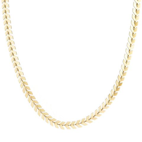 14k Gold Plated Fishtail Chain Adjustable Choker Necklace