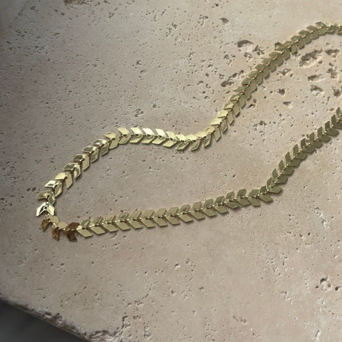 14k Gold Plated Fishtail Chain Adjustable Choker Necklace