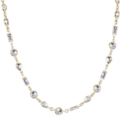 14k Gold Plated Mixed Shape Crystal Necklace