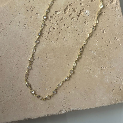 14k Gold Plated Mixed Shape Crystal Necklace