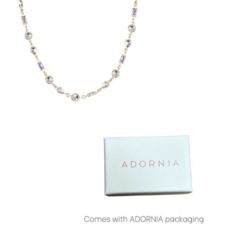 14k Gold Plated Mixed Shape Crystal Necklace