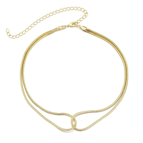 14k Gold Plated Interlocking Rope Chain Necklace