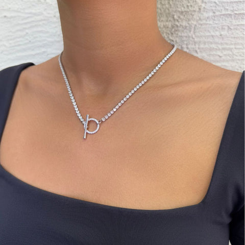 Crystal Toggle Tennis Necklace