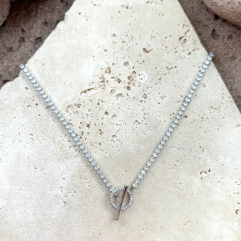 Crystal Toggle Tennis Necklace