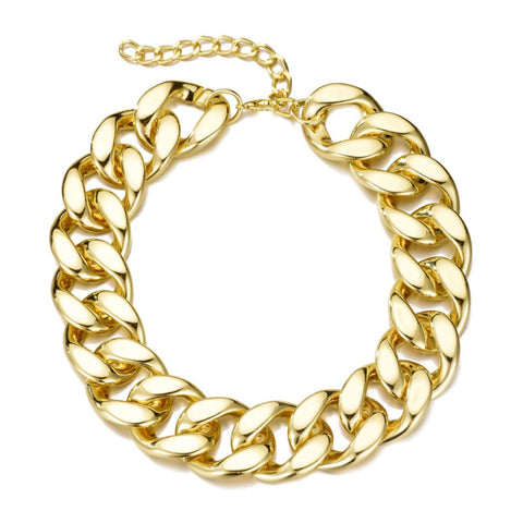 Gold Plated Lightweight Chunky Curb Chain Necklace