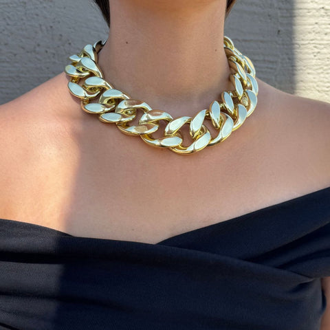 Gold Plated Lightweight Chunky Curb Chain Necklace