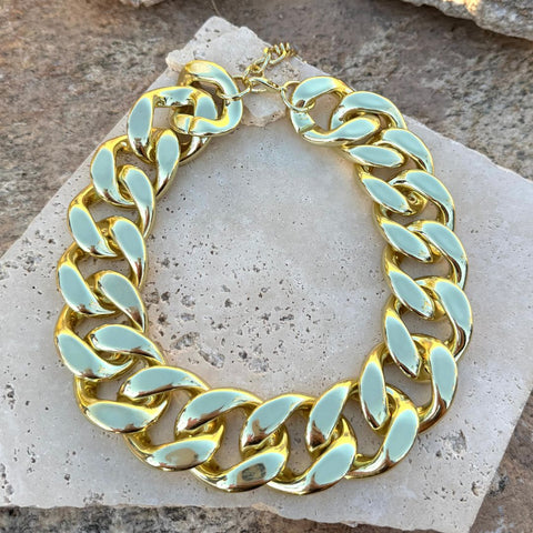 Gold Plated Lightweight Chunky Curb Chain Necklace