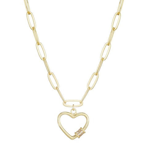 14k Gold Plated Carabiner Heart Necklace