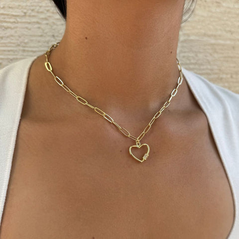 14k Gold Plated Carabiner Heart Necklace