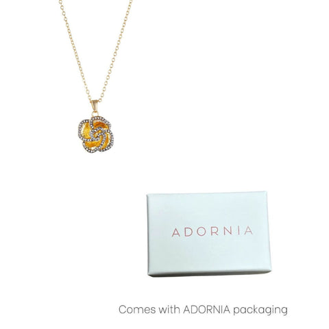 Gold Plated Crystal Encrusted Flower Pendant Necklace