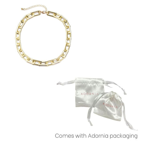 Gold Plated Rectangle Paperclip Chain Necklace