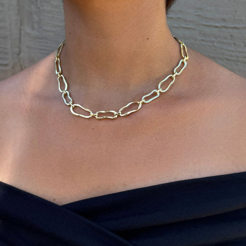 Gold Plated Organic Link Necklace