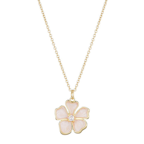 14k Gold Plated Mother of Pearl Flower Necklace