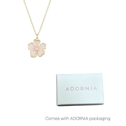 14k Gold Plated Mother of Pearl Flower Necklace