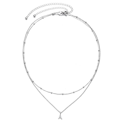 Silver Plated Layered Initial Necklace