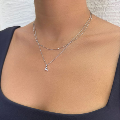 Silver Plated Layered Initial Necklace