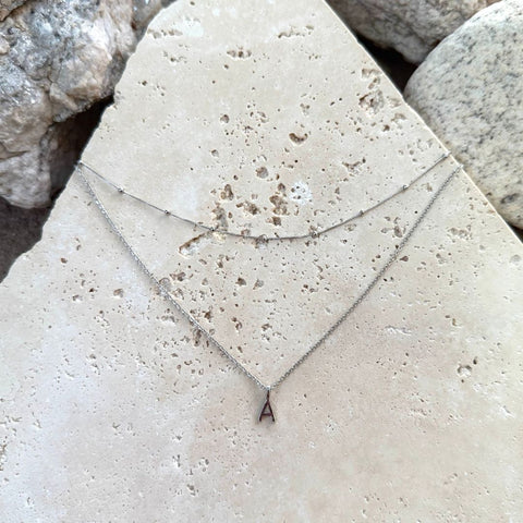 Silver Plated Layered Initial Necklace